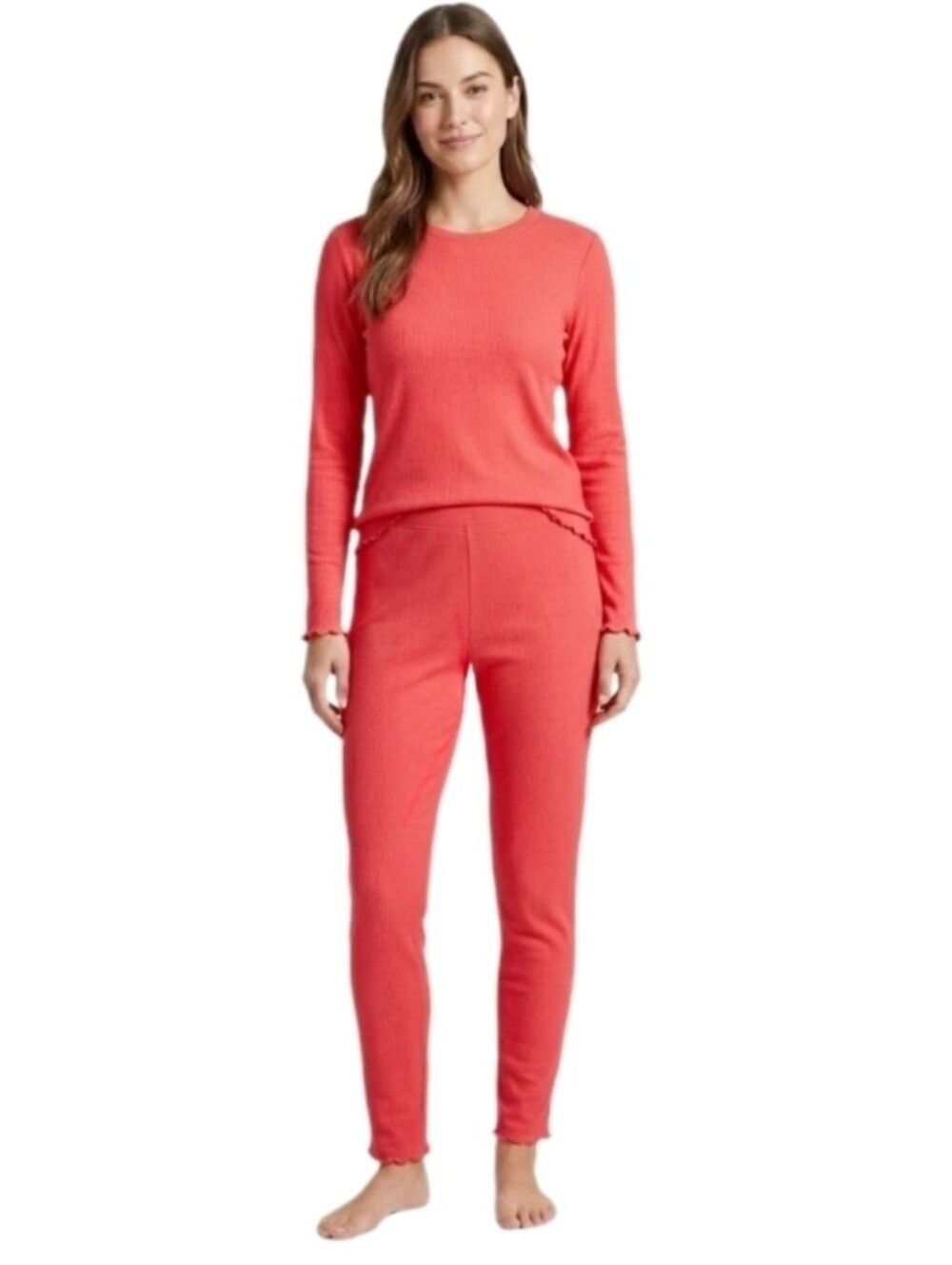 Joe Boxer Ribbed Pajama Set Coral Size L - Picture 12 of 12